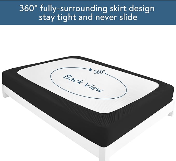 2 Pack Queen Mattress Protector Waterproof Cover, Waterproof Bed Queen Fitted Sheet Only, Machine Washable 18" Deep Pocket Mattress Covers for Bed, Black