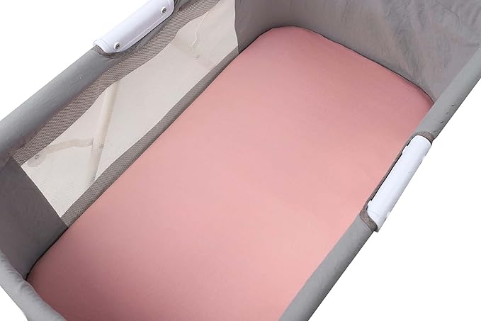Onacosht Stretchy Bassinet Sheets 33" x 19" Compatible with Mika Micky, KoolaBaby (3 in 1), BabyBond, HARPPA and RICUTON Bedside Bassinet, 3 Pack for Baby Boy and Girl, Pink Floral