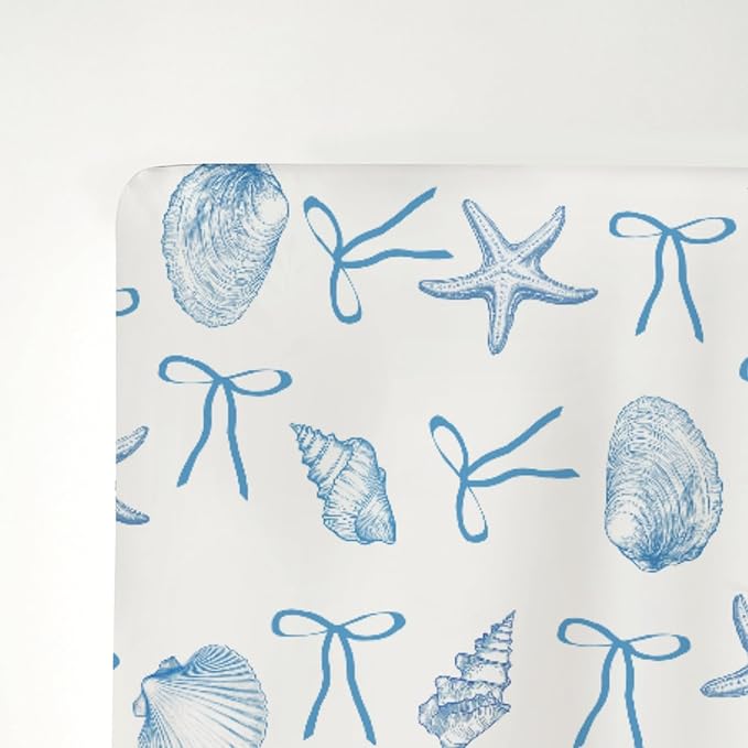 Summer Conches Bows Sea Baby Crib Sheets for Boy Girl 52"x28" Ocean Seashells Beach Soft Snug Fitted Crib Mattress Covers Boho Nautical Life Baby Sheet for Standard Crib and Toddler Bed Mattress