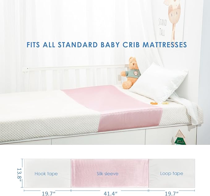 PROMEED 100% Mulberry Silk Crib Sheet for Baby Hair, 23 Momme Silk Bassinet Slip for Baby Bald Spots, Soft and Safe Cot Sleeve for Everyday Use (Pink)