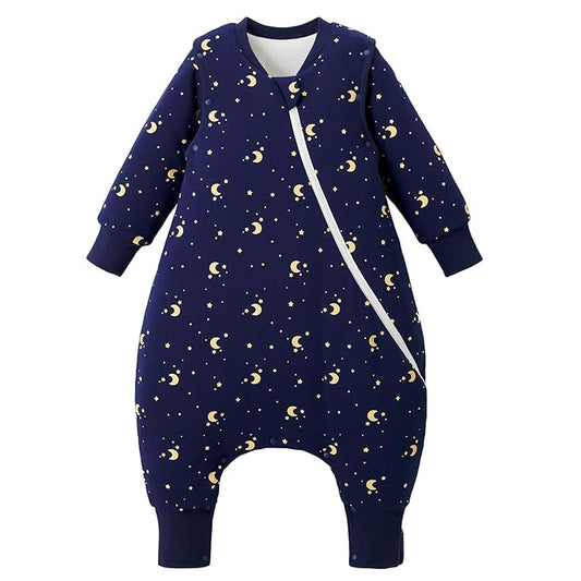 Duomiaomiao 3.5 TOG Toddler Sleep Sack 6-12 Months 100% Cotton Winter Side Open Zipper Baby Sleep Sack with Feet, Warm Toddler Wearable Blanket