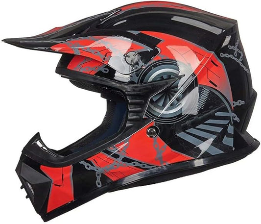 ILM Youth & Kids Dirt Bike Helmets Motocross ATV Dirtbike BMX MX Offroad Full Face Motorcycle Helmet, DOT Approved Model 128YS (Red Black, Youth-Medium)