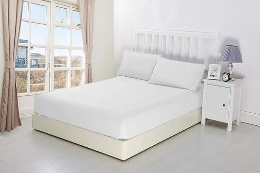 600 Thread Count Cotton Fitted Sheet for Queen Size|100% Egyptian Cotton Fitted Sheet|1 Piece Fitted Sheet Comfy, Ultra Soft, Breathable|16 Inch Deep Pocket Fitted Sheet in White Solid