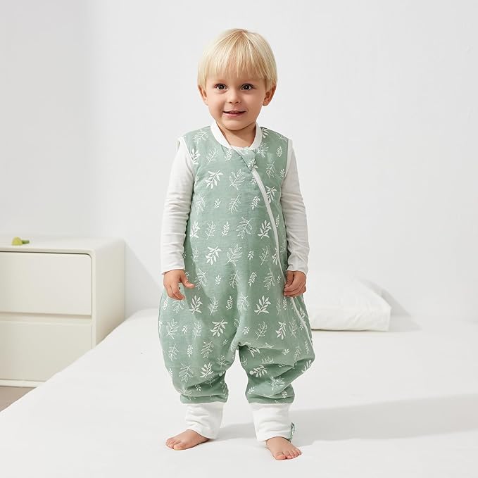 Duomiaomiao 2.5 TOG Toddler Sleep Sack 24-36 Months 100% Cotton Winter Side Open Zipper Baby Sleep Sack with Feet, Warm Toddler Wearable Blanket