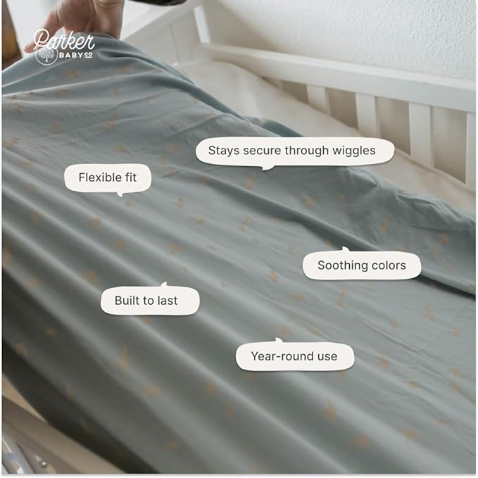 Parker Baby Soft & Durable Fitted Baby Crib Sheets | Snug Fit for Standard Crib Mattresses | Machine Washable, Fade-Resistant & Modern Nursery Designs