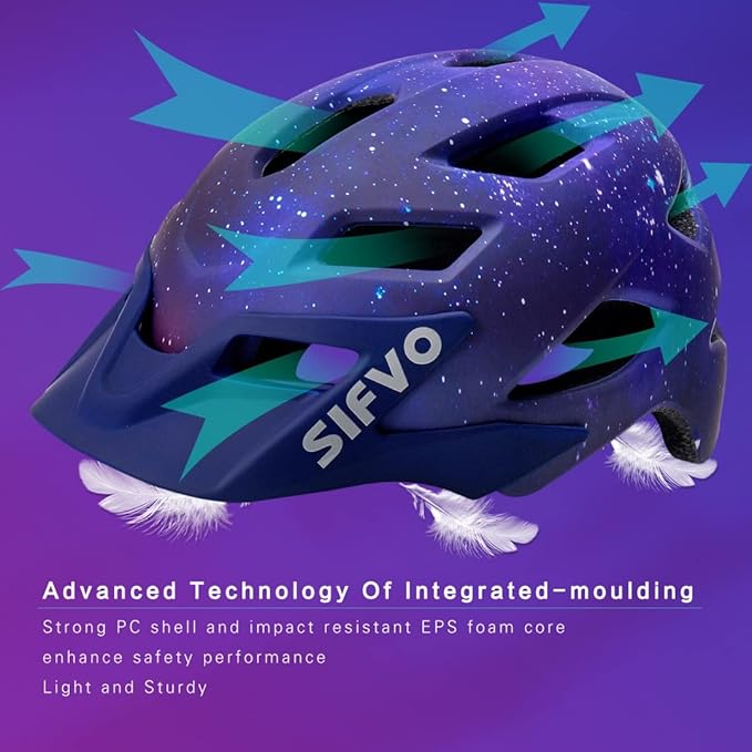 Kids Helmet, SIFVO Kids Bike Helmet Boys and Girls Bike Helmet with Cool Visor Helmet for Kids 5-14, Kids Bike Helmets Youth Bike Helmet Adjustable & Lightweight 50-57cm