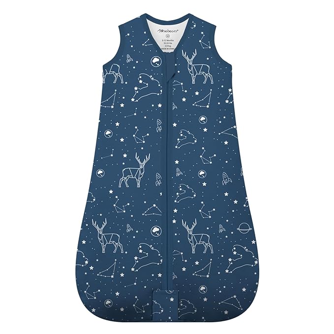 Mosebears Sleep Sack Baby Winter Wearable Blanket with 2-Way Zipper,2.5 TOG Cotton Sleep Sack Unisex(Navy Blue,6-12 Months)