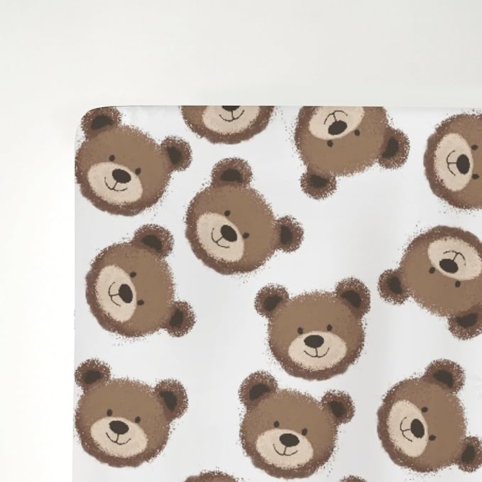 Neutral Boho Bears Baby Crib Sheets for Boy Girl 52x28Inch Cute Brown Bear Soft Snug Fitted Crib Mattress Covers Watercolor Bears Nursery Baby Sheet for Crib and Toddler Bed Mattresses