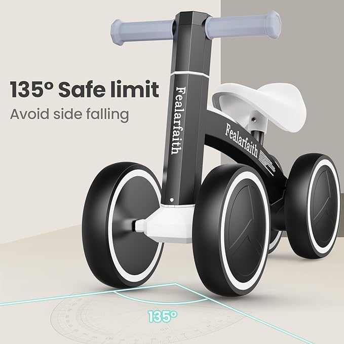 Baby Balance Bike for 1 Year Old Boys Girls, Toddler First Bike with 4 Colorful Lighting Wheels | 10-36 Month Toddler Balance Bike | First Birthday Gifts (Black)