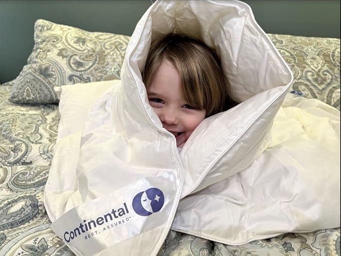 Continental Bedding Toddler Comforter, 100% Microfiber Down Duvet Insert, Sleep Blanket with Cotton Shell, Fits Standard Crib, Toddler Bed, 33x42 Inches, White