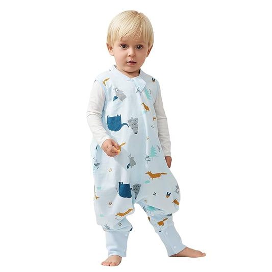 Duomiaomiao 0.5 TOG Toddler Sleep Sack 12-24 Months 100% Cotton Lightweight Baby Sleep Sack with Feet, Breathable Comfy Toddler Wearable Blanket