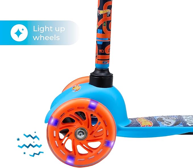 Self Balancing Kick Scooter with Light Up Wheels, Extra Wide Deck, 3 Wheel Platform, Foot Activated Brake, 75 lbs Limit, Kids & Toddlers Girls or Boys, for Ages 3 and Up