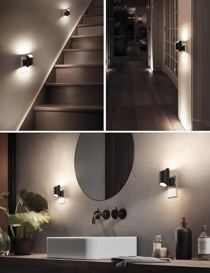 L LOHAS LED Night Lights, Plug into Wall, Bright Dimmable Lights with Sensor, Decorative for Hallway, Bathroom, Kitchen - 2 Pack
