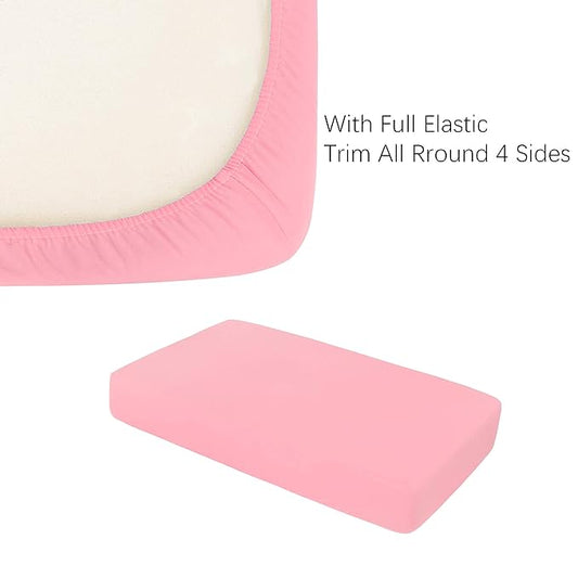 NTBAY 100% Brushed Microfiber Fitted Crib Sheet, Super Soft and Cozy 28x52 Crib Sheet for Standard Crib and Toddler Mattresses, Boys, Girls, Unisex, Pink, 28x52 Inches
