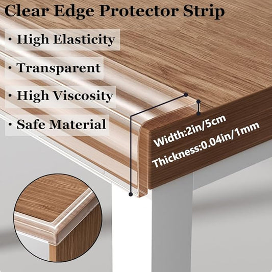 Baby Proofing Edge Protector for Kid Clear Edge Protector Strip Safety Corner Guards Child Proof Corner Bumper for Furniture 2" x 49.21' (thk: 1mm)