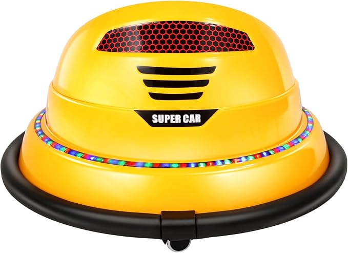 Edostory 6V Electric Ride On Bumper Car Kids for Toddlers, 1.5-8 Years Old Baby Bumping Toy Cars, DIY Sticker Baby Toy Gifts, Remote Control, Bluetooth, 360 Spin ASTM-Certified Yellow