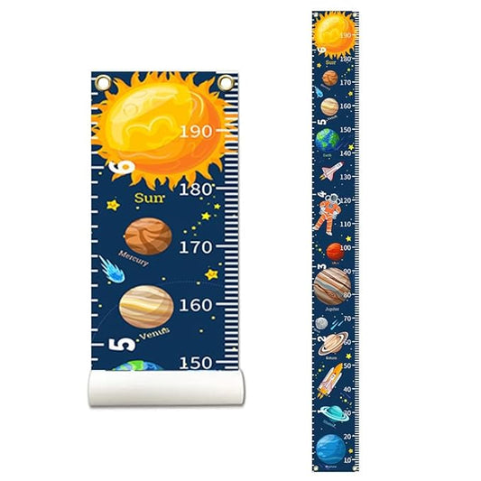 Nustila Outer Space Growth Chart for Kids Planets Baby Height Chart Canvas Height Measuring Rulers for Boys Girls Removable Growth Height Chart for Nursery Toddlers Child's Room Decor 79" x 7.9"