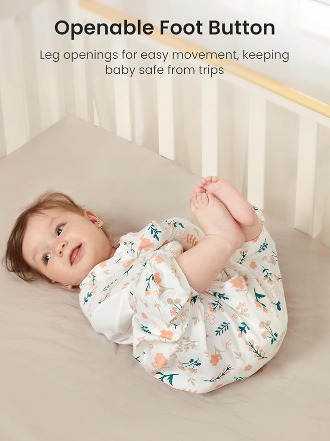 GROWNSY Transitional Swaddle Sleep Sack 6-12 Months,Starfish Design Baby Swaddle Sack, Dual-Zipper for Easy Diaper Changes, Proper Hip Development & Openable Foot Button, 19-27 lbs, Spring Garden