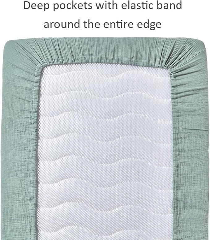 Muslin Crib Sheets for Baby Boys Girls, Neutral Fitted Crib Mattress Sheet for Standard Crib and Toddler Mattress, Soft and Breathable, 28” x 52” (Sage Green)