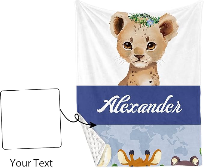 Personalized Baby Crib Bedding Set: 4 Piece Custom Gift Crib Bed Set with Name - Blue Leopard Design, Nursery Bedding Set for Baby Girls,Newborn Boys Girls Crib Sets, Crib Bedding Shower Gifts