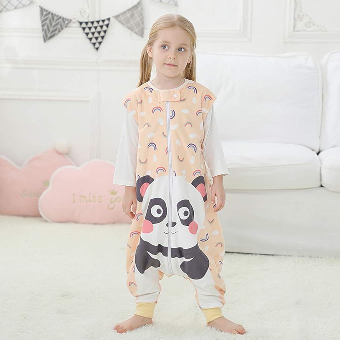 MICHLEY Toddler Sleeping Sack with Feet Newborn Infant Sleeveless Sleeping Bag 2-way Zipper Baby Wearable Blanket for Walkers,Panda,1-3T