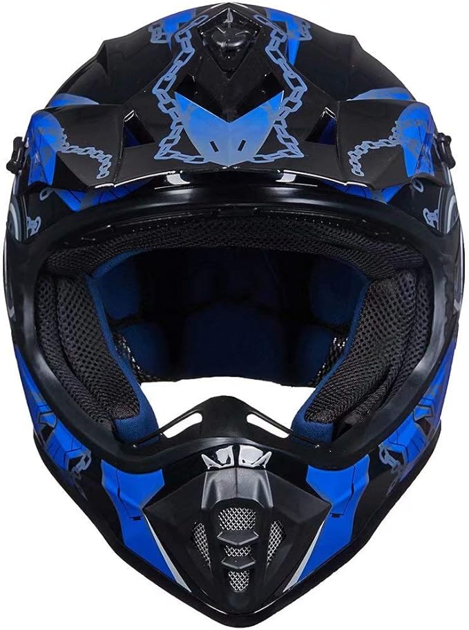 ILM Adult Dirt Bike Helmets Motocross ATV Dirtbike BMX MX Offroad Full Face Motorcycle Helmet, DOT Approved Model 128S (Blue Black, Adult-XLarge)