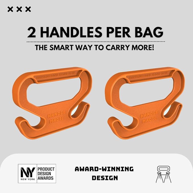 Handle Magic - Set of 2 Bag Carriers | Ergonomic Grip and Bag Holder | 33 lbs Capacity | Lightweight & Comfortable for Shopping & Travel (White) - Made in USA
