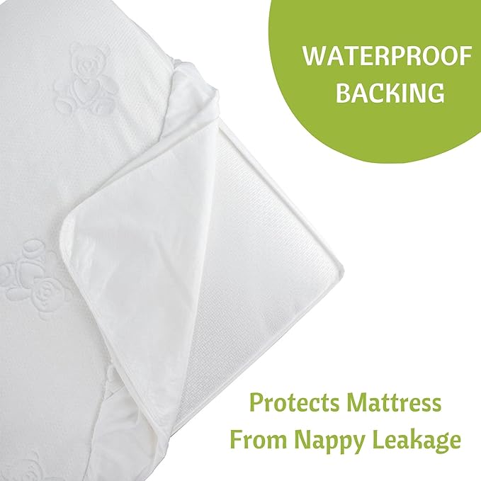 Vesta Baby Crib Mattress Protector - 52” x 28” Noiseless Waterproof Pad Cover - Absorbent Soft Jacquard Bamboo Rayon Fitted Sheet for Infant & Toddler Bed Potty Training
