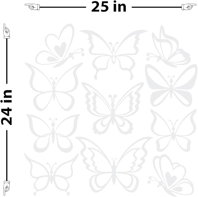 The Decal Guru Butterfly Wall Art Vinyl Stickers DIY Nursery or Girls Room Decor Peel and Stick Butterflies Decals (White, 24x25 inches)