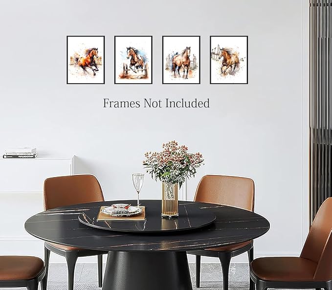 LNLAGBO Horse Wall Art,Watercolor Horse Print,Wild Horses Posters,Colorful Animal Canvas Art,Farm Running Horses Picture for Farmhouse Bedroom Home Decor Set of 4(8"X10"Unframed)