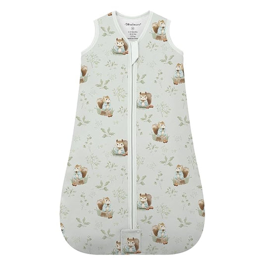 Mosebears Sleep Sack Baby Winter Wearable Blanket with 2-Way Zipper,2.5 TOG Cotton Sleep Sack Unisex(Green Animal,6-12 Months)