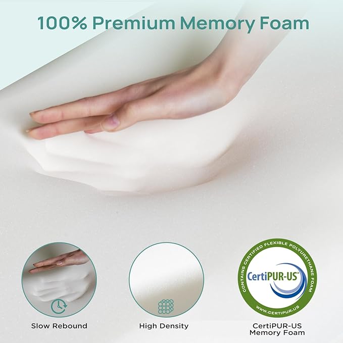 2 Inch Memory Foam Mattress Topper Queen Size, Soft Mattress Topper for Back Pain Relief, Orthopedic Bed Topper with 2-Sided Breathable Cover, Ergonomic 5-Zone Design, CertiPUR-US Certified
