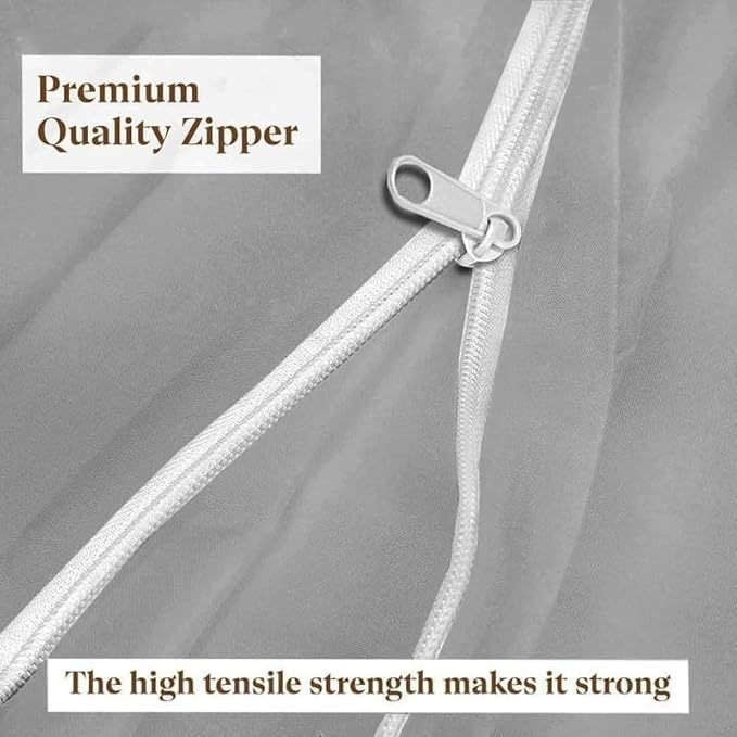 Mattress Protector Queen Size 100% Waterproof Zippered Cover, 15 Inches Deep, Six-Sided Mattress Encasement for Bed, Zipper Closure Style (Light Grey)