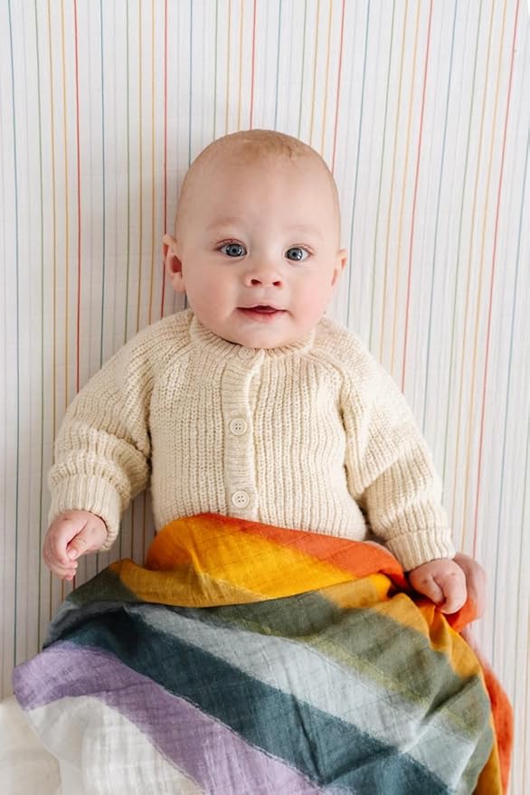 Clementine Kids Crib Sheets (Rainbow Stripe)