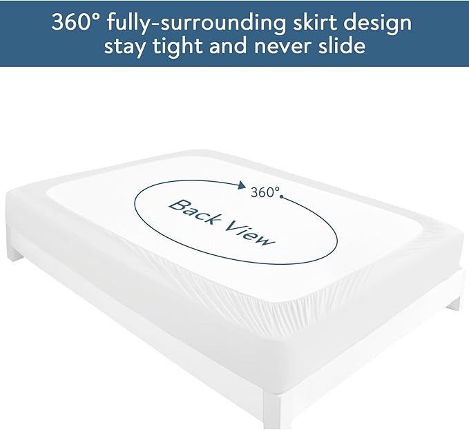2 Pack Full Size Mattress Protector Waterproof Cover, Waterproof Bed Full Fitted Sheet Only, Machine Washable 14" Deep Pocket Mattress Covers for Double Bed, White