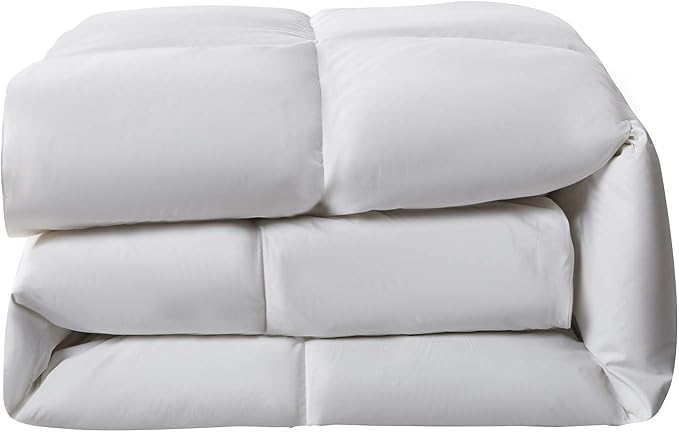 Serta Goose Feather Down Fiber Cotton Comforter King Size - 100% Cotton Duvet Insert - Hotel Luxury Hypoallergenic Bedding Comforter All Season Medium Warmth 106 x 90 Inch White