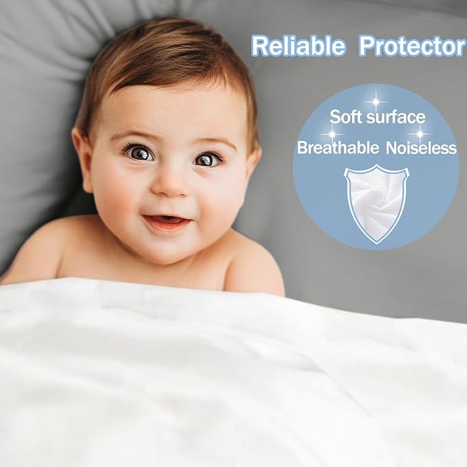 Queen Waterproof Mattress Protector - Noiseless, Breathable, Machine Washable Fitted Mattress Cover with Deep Pocket up to 5”-21”（Dark Grey）