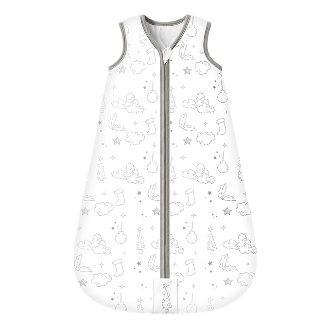 Mosebears Sleep Sack Baby Winter Wearable Blanket with 2-Way Zipper,2.5 TOG Cotton Sleep Sack Unisex (White Cloud, 6-12 Months)