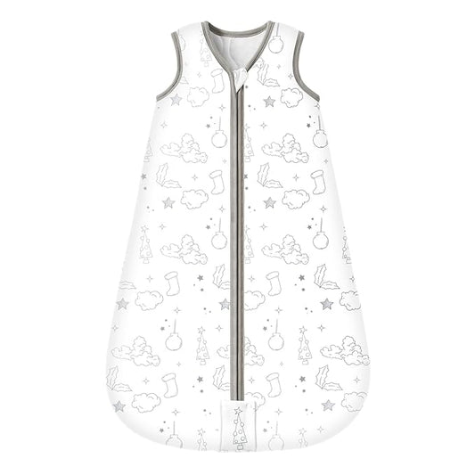 Mosebears Sleep Sack Baby Winter Wearable Blanket with 2-Way Zipper,2.5 TOG Cotton Sleep Sack Unisex (White Cloud, 18-24 Months)