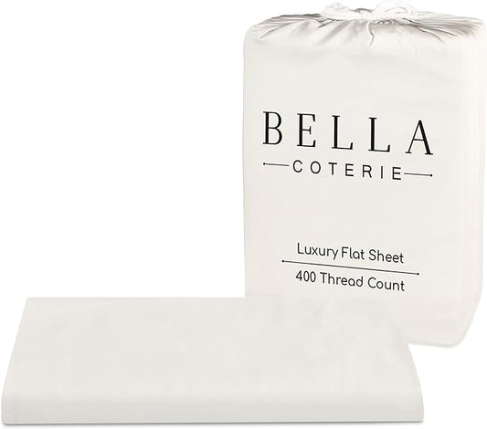 Bella Coterie Luxury Bamboo Viscose King Size Flat Sheet | 100% Organically Grown | Ultra Soft | Cooling for Hot Sleepers [Ivory]