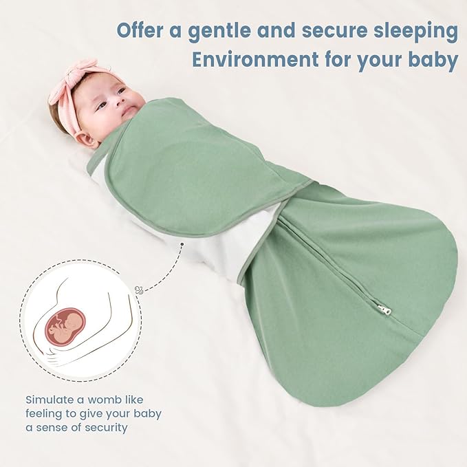 ZIGJOY Sleep Sack Swaddle 1.0 TOG Baby Wearable Blanket 100% Cotton Baby Swaddle Blanket for Newborns 0-6 Months for Boy Girl, Green