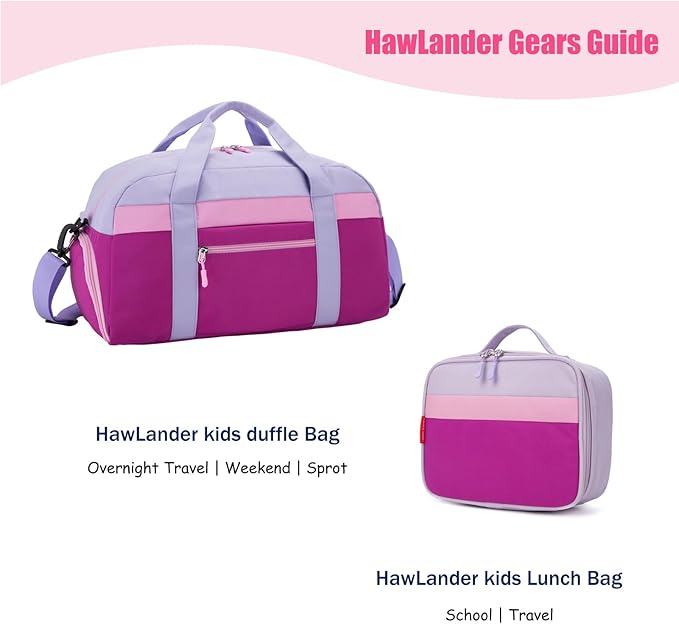 HawLander Little Kids Backpack for Boys or Girls, Toddler School Bag Fits 3 to 6 years old, Light Purple, 12 Inch