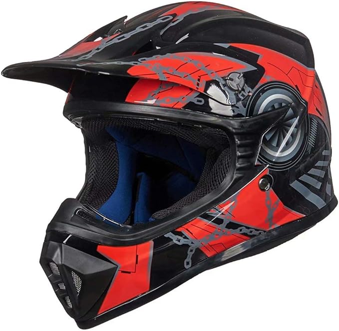 ILM Adult Dirt Bike Helmets Motocross ATV Dirtbike BMX MX Offroad Full Face Motorcycle Helmet, DOT Approved Model 128S (Red Black, Adult-XLarge)