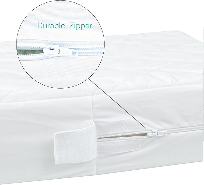 Zippered Crib Mattress Protector - Waterproof Crib Mattress Encasement, Breathable and Absorbent, 6 Sides Fully Encased Cover