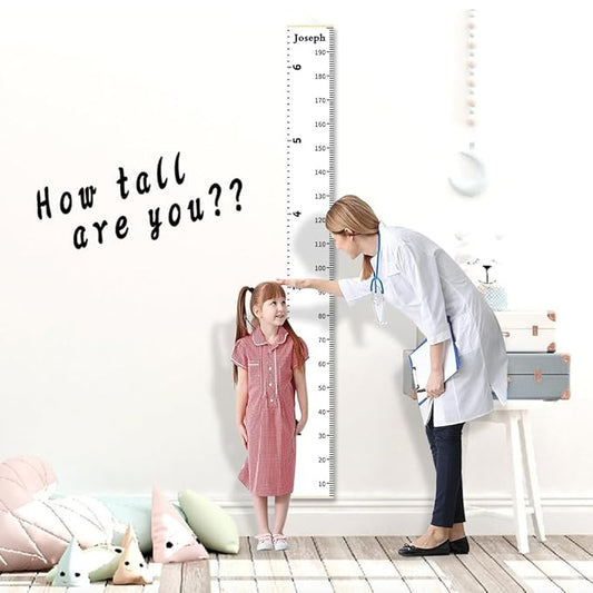 Personalized Baby Height Growth Chart for Kids Child Toddler Boys Girls, Canvas Print Growth Chart for Wall Room Nursery Decor, Hangable and Removable Growing Record Measuring Wall Ruler for Bedroom