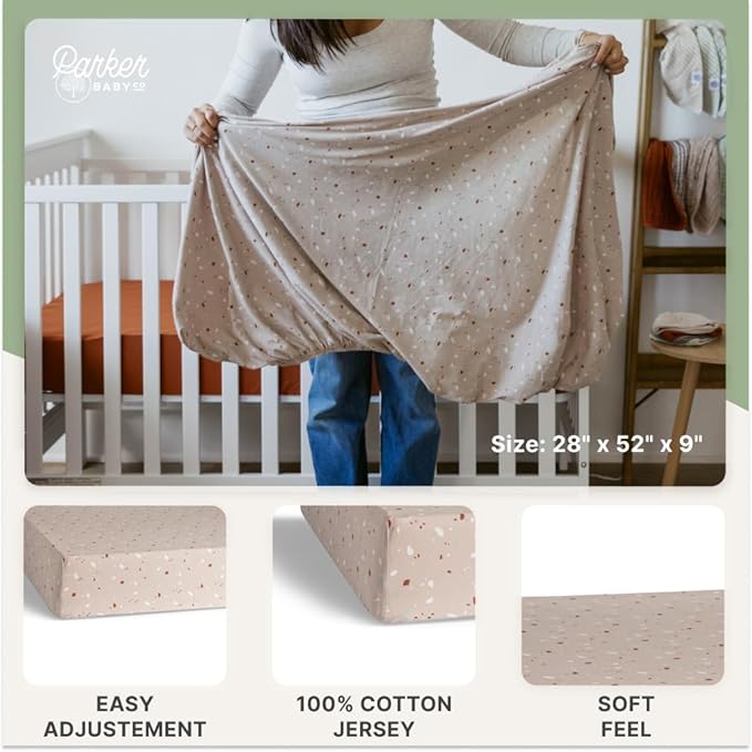 Parker Baby Soft & Durable Fitted Baby Crib Sheets | Snug Fit for Standard Crib Mattresses | Machine Washable, Fade-Resistant & Modern Nursery Designs