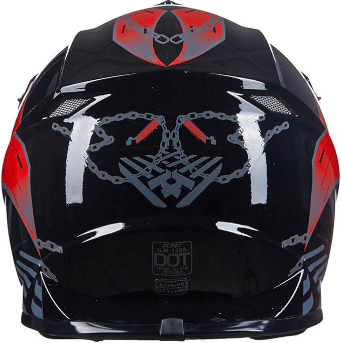 ILM Youth & Kids Dirt Bike Helmets Motocross ATV Dirtbike BMX MX Offroad Full Face Motorcycle Helmet, DOT Approved Model 128YS (Red Black, Youth-XLarge)