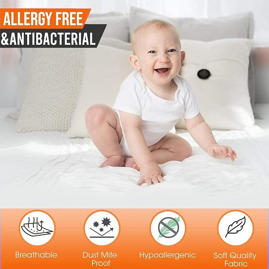 Guardmax Terry Cotton Crib Size Mattress Protector - Waterproof & Dust Mite Proof Mattress Cover with Stretchable Pockets - Soft, Comfortable, & Noiseless Waterproof Fitted Sheet.(28 x 52 x 7)