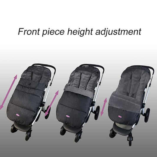 funlife German Designed Ultimate Protection Cozy Warm Waterproof Winter Baby Stroller Bunting Bag,Front Piece Removable,Multi-Function Good for 6-42M,Black