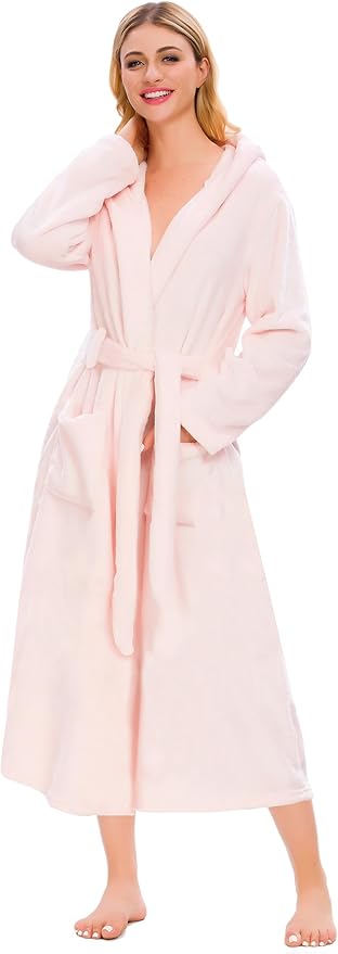 Umeyda Girls & Women Fleece Hooded Robes, Soft Fuzzy Bathrobe Warm Plush Fluffy Bath Robe for Kids Womens